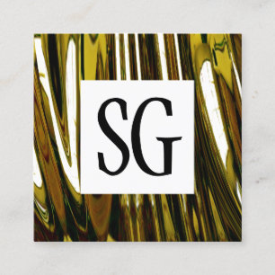 Carte De Visite Carré Panneau carré - Initiales - Or Abstrait