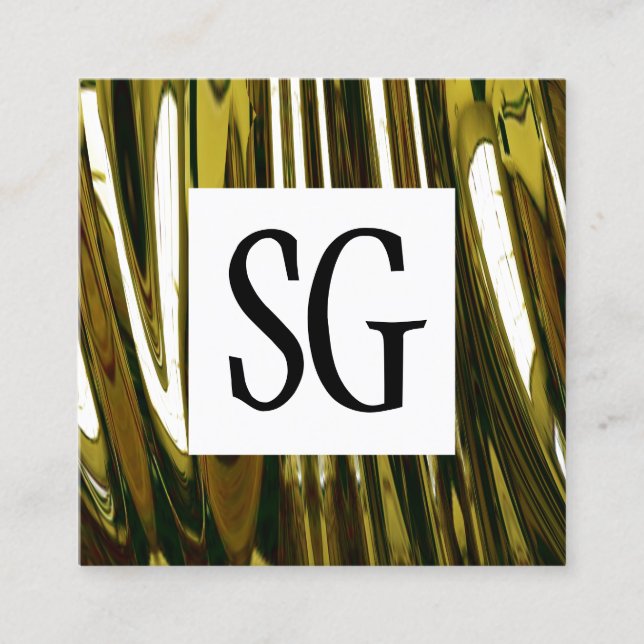 Carte De Visite Carré Panneau carré - Initiales - Or Abstrait (Devant)
