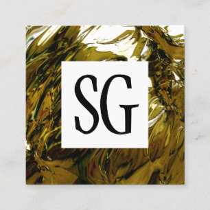 Carte De Visite Carré Panneau carré - Initiales - Or Abstrait liquide