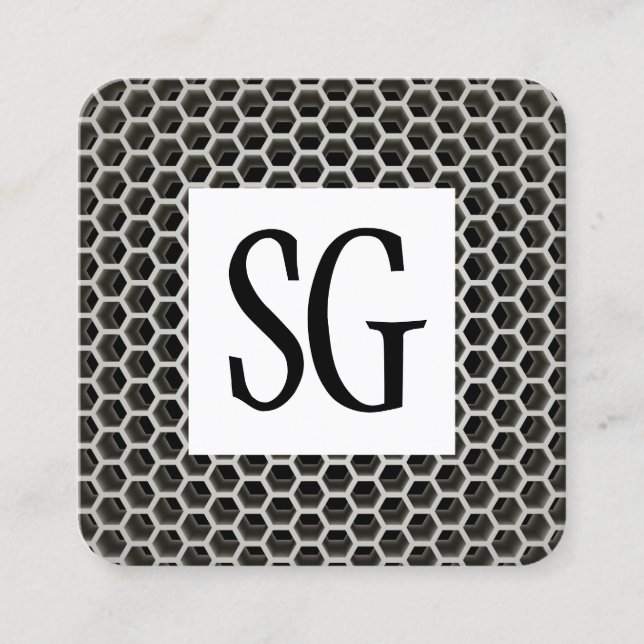 Carte De Visite Carré Panneau carré - Initiales - Peigne de miel Chaud (Devant)