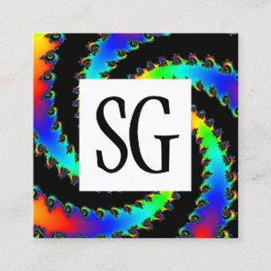 Carte De Visite Carré Panneau carré - Initiales - Vortex fractal 01