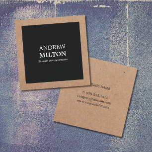 Carte De Visite Carré Papier d'emballage imprimé par noir élégant sim