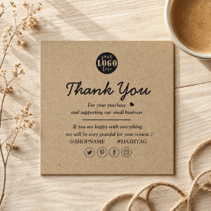 Carte De Visite Carré Papier Kraft Logo Personnalisé Merci Pour L'entrep