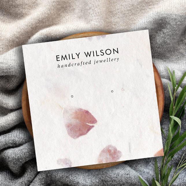 CARTE DE VISITE CARRÉ PAPIER PÂTISSERIE ROSE EN PÉTAL FAIT À LA MAIN ÉCR (Créateur téléchargé)