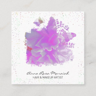 Carte De Visite Carré *~* Papillon d'art peintre rose Peony AR3