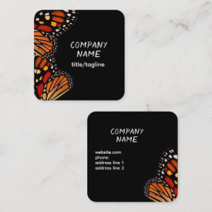 Carte De Visite Carré papillon monarque élégant orange et noir gras