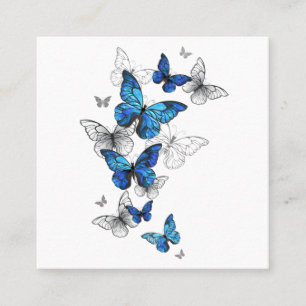 Carte De Visite Carré Papillons volants bleus Morpho