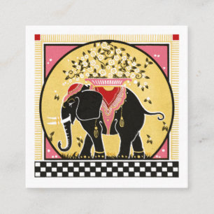 Carte De Visite Carré Parade des éléphants en jaune