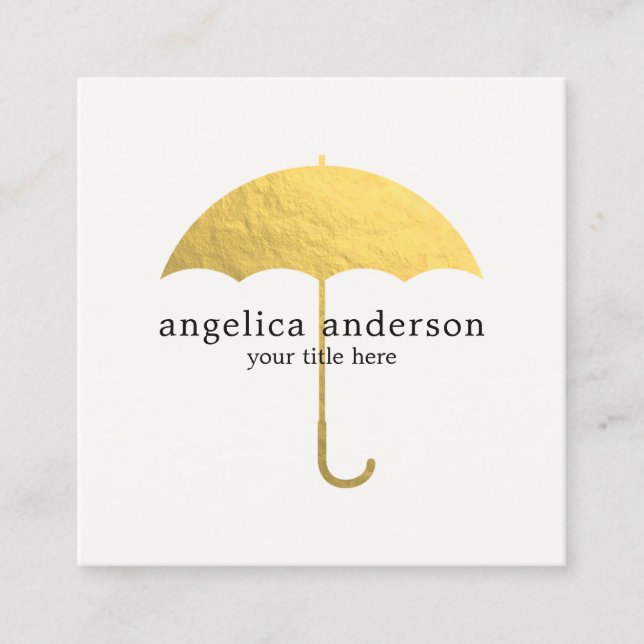 Carte De Visite Carré Parapluie de Faux Gold Foil (Devant)