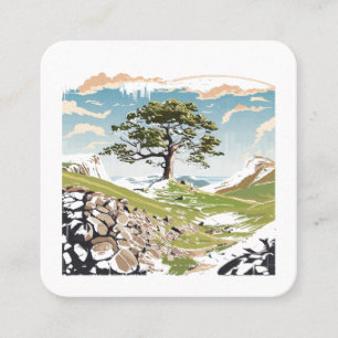 Carte De Visite Carré Parc national de Northumberland Sycamore Gap Tree
