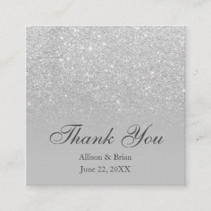 Carte De Visite Carré parties scintillant d'argent ombre gray merci mari