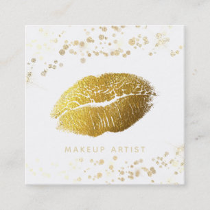 Carte De Visite Carré *~* Parties scintillant de maquillage Gold Lips Go