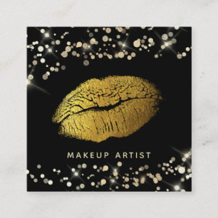 Carte De Visite Carré *~* Parties scintillant de maquillage Gold Lips Go