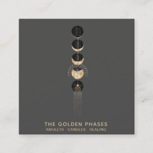Carte De Visite Carré *~* Parties scintillant des phases de lune d'or co