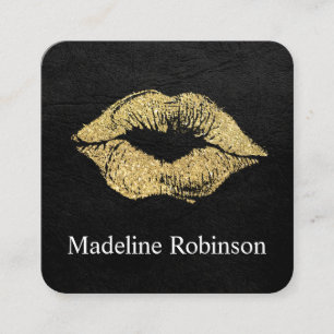Carte De Visite Carré Parties scintillant d'or Glamor Faux Kiss