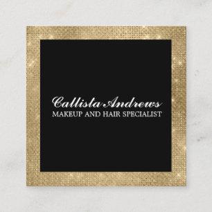 Carte De Visite Carré Parties scintillant d'or minimaliste moderne maqui
