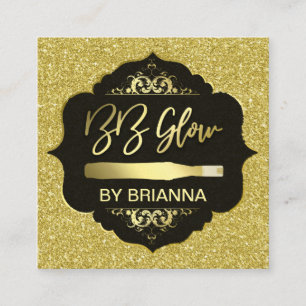 Carte De Visite Carré Parties scintillant d'or Traitement à débit vari