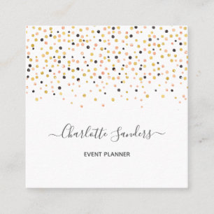Carte De Visite Carré Parties scintillant en or rose tendance confetti c