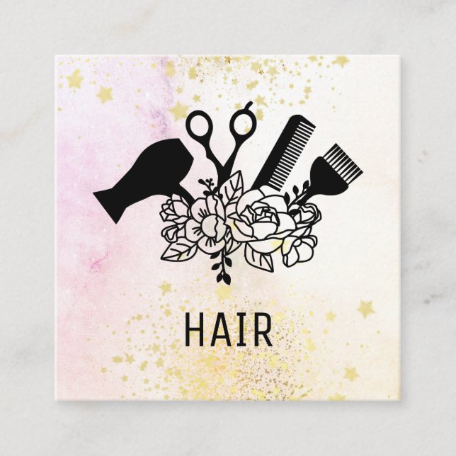 Carte De Visite Carré *~* Parties scintillant florale ciseau Ombre Paste (Devant)