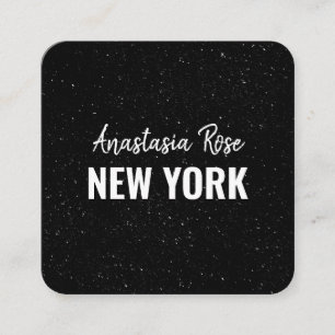 Carte De Visite Carré Parties scintillant minimaliste noire moderne et c