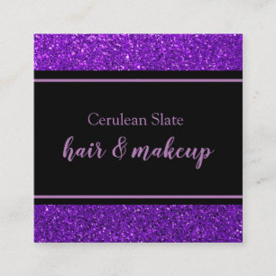 Carte De Visite Carré Parties scintillant noire et violette Girl Sparkle