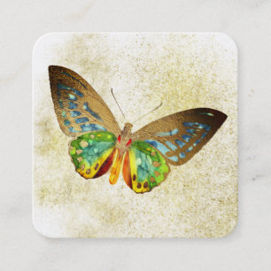 Carte De Visite Carré *~* Parties scintillant Or Or Papillon doré Blanc