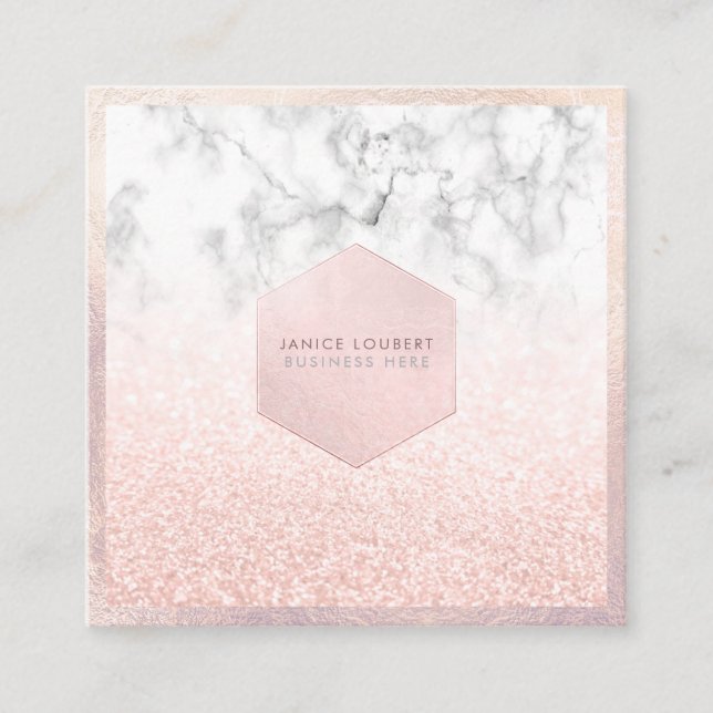 Carte De Visite Carré Parties scintillant PixDezines Glam Faux, Blush ro (Devant)