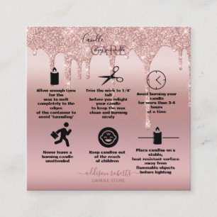 Carte De Visite Carré Parties scintillant rose à goutte d'or soins aux b