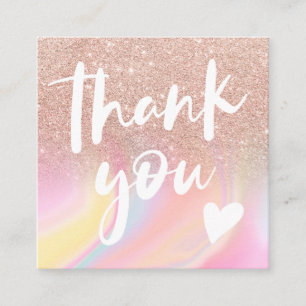 Carte De Visite Carré parties scintillant rose chic pastel en marbre arc