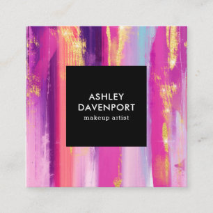 Carte De Visite Carré Parties scintillant rose et or élégant maquillage