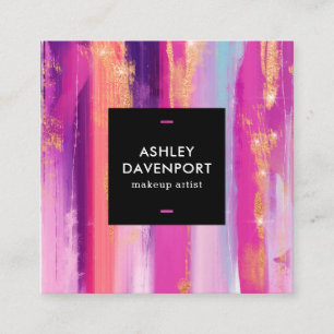 Carte De Visite Carré Parties scintillant rose rose rose moderne brosses