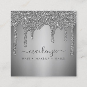 Carte De Visite Carré Parties scintillant Silver Sparkle de luxe