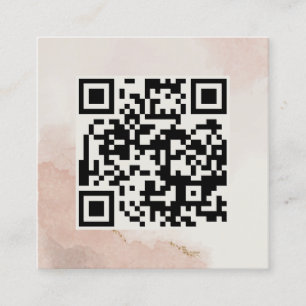 Carte De Visite Carré Pastel Dusty rose QR Code minimaliste chic