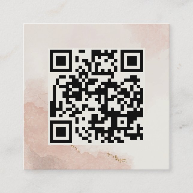 Carte De Visite Carré Pastel Dusty rose QR Code minimaliste chic (Devant)