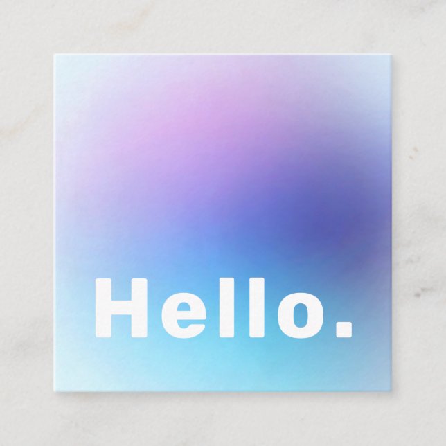 Carte De Visite Carré Pastel Gradient Aqua Blue Lilac Lavande Bonjour (Devant)