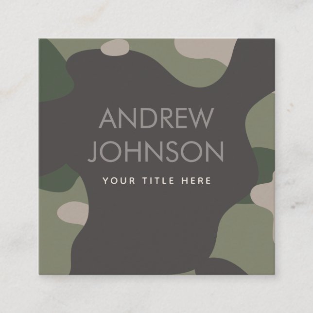 Carte De Visite Carré Pastel Green Camouflage Motif de style militaire (Devant)