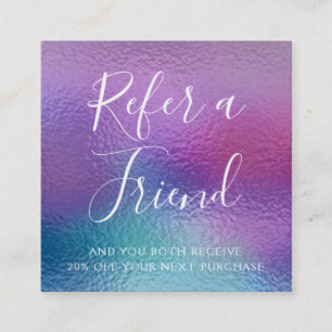 Carte De Visite Carré Pastel Iridescente Foil Blue, violet recommander u