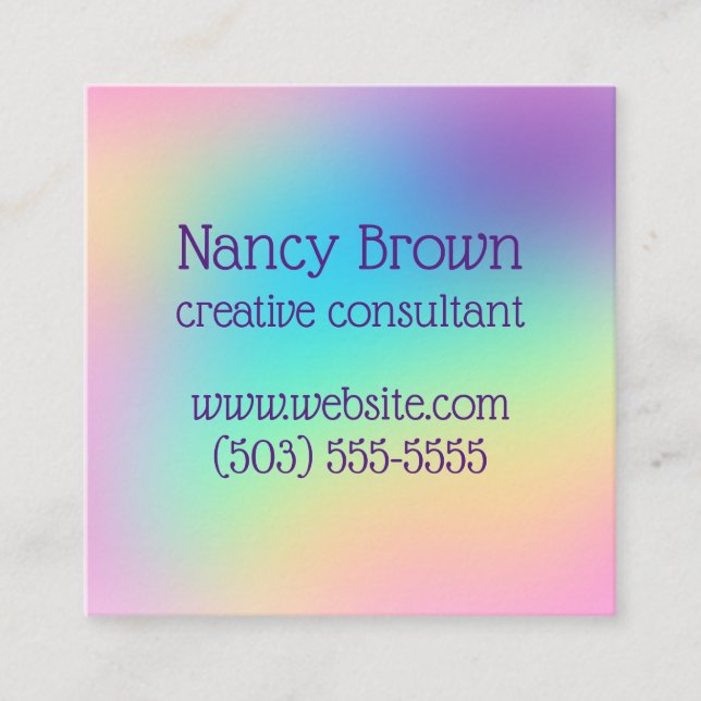 Carte De Visite Carré Pastel Rainbow Gradient Personnalisé (Devant)
