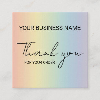 Carte De Visite Carré Pastel Rainbow Thank You 
