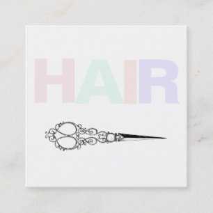 Carte De Visite Carré *~* Pastels simples de cheveux Ciseaux minimaux d'