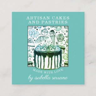 Carte De Visite Carré Pâtisserie Chef pâtisserie Gâteaux Et pâtisseries 