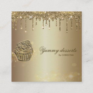 Carte De Visite Carré Pâtisserie étincelante Boulangerie Parties scintil
