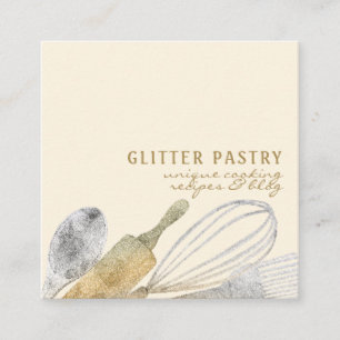 Carte De Visite Carré Pâtisserie or enseigne de luxe cuisinier boulanger