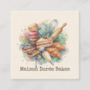 Carte De Visite Carré Pâtissier Boulangerie Pâtisserie Desserts Sucrerie