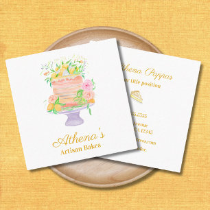 Carte De Visite Carré Pâtissier Chef Pâtissier Traiteur Aquarelle