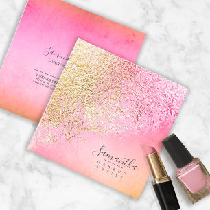 Carte De Visite Carré Peach Abstrait Gold Peach ID775