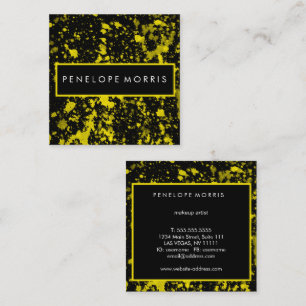 Carte De Visite Carré Peinture jaune et noir Splatter beauté Styliste