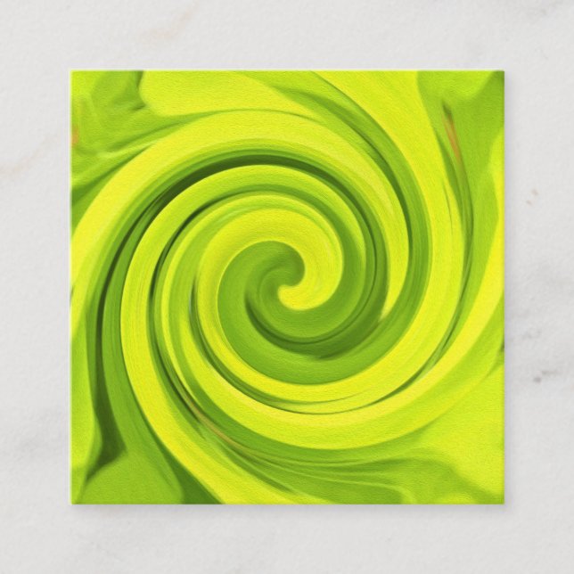 Carte De Visite Carré Peinture super Abstraite à la spirale verte (Devant)