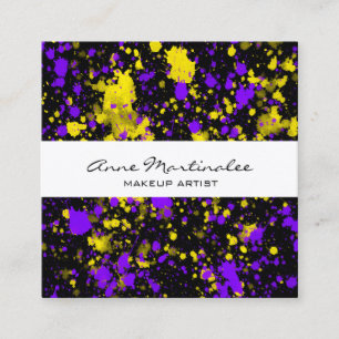 Carte De Visite Carré Peinture violette et jaune sur noir