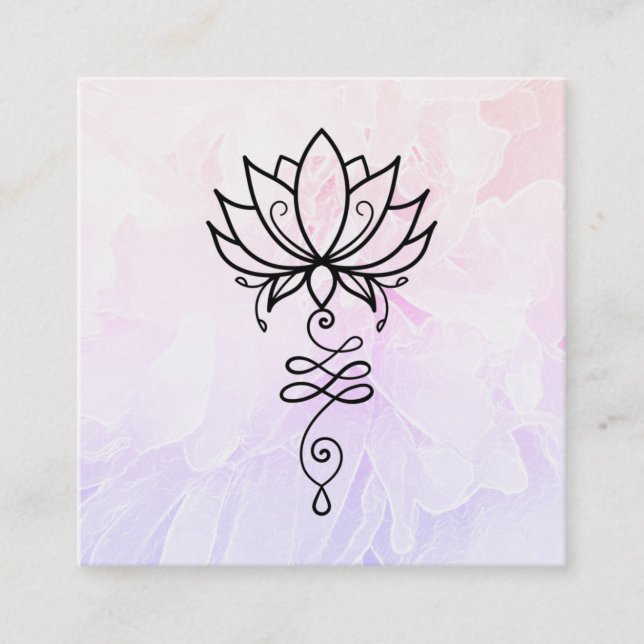 Carte De Visite Carré *~ Peony Nirvana Géométrie Sacrée Reiki Lotus (Devant)